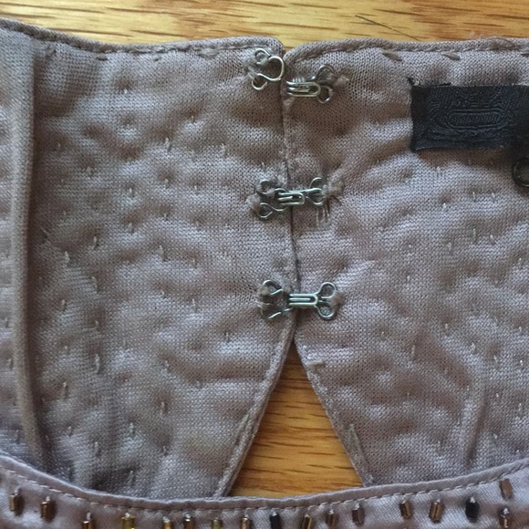 Black Embroidered Taupe Dress - Picture 5 of 5